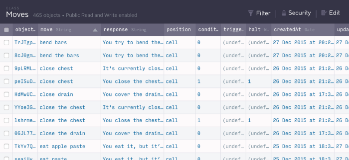 Moves and responses in Parse